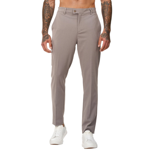 Pantalones <span class=keywords><strong>de</strong></span> traje grises sólidos al por mayor, pantalones <span class=keywords><strong>de</strong></span> algodón twill <span class=keywords><strong>de</strong></span> moda casual <span class=keywords><strong>para</strong></span> <span class=keywords><strong>hombre</strong></span>, corte ajustado, personalizados, BB0327 HHJ - Product Image 2