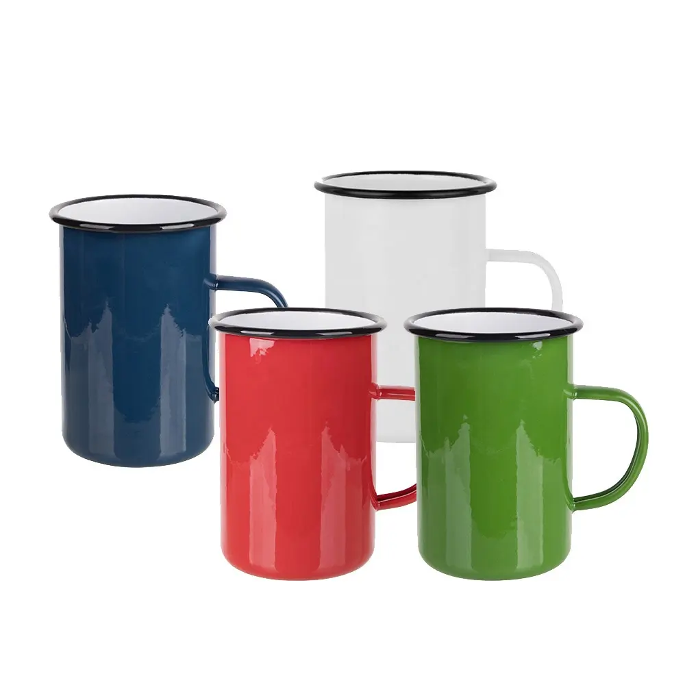 15Oz/450Ml Draagbare Kampvuur Rond Koffie En Thee Emaille Metalen Mok Vintage Cup Set Voor Koffie Thee Melk Thuis Picknick Reizen