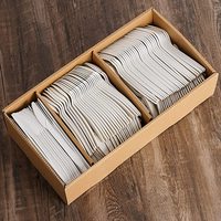 Ensemble de couverts biodégradables en Pla jetables, emballage individuel, couteau lourd, fourchette, cuillère, ustensiles en plastique