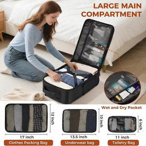 Sac à dos convertible <span class=keywords><strong>2</strong></span> en 1 à roulettes pour <span class=keywords><strong>voyage</strong></span> et loisirs, avec port de charge USB, imperméable, fermeture éclair et poignée télescopique - Product Image 6