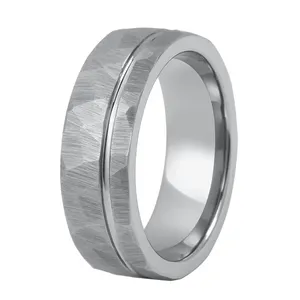 Stainless Ring Comfort Fit Hot Design Hammered Super Titanium Ring Mens Wedding Bands