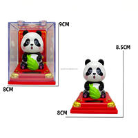 Panda solaire de 3 pouces qui bouge la tête automatiquement, figurine en plastique, ornement pour l'intérieur de la voiture, décoration de bureau à domicile, joli cadeau porte-bonheur