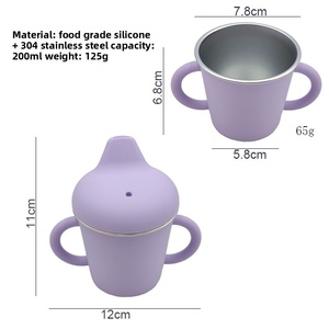 Nouvelle tendance, design nordique, ensemble de vaisselle pour enfants, céramique, porcelaine avec couvercle en silicone, ensemble de vaisselle pour bébé - Product Image 3