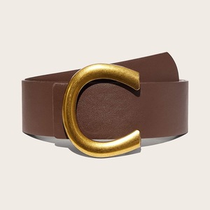 <span class=keywords><strong>Ceinture</strong></span> fine en cuir PU pour femme avec grande <span class=keywords><strong>boucle</strong></span> en alliage doré, largeur 4,7 cm, longueur 100 cm, pour manteau, <span class=keywords><strong>ceinture</strong></span> de créateur tendance - Product Image 2