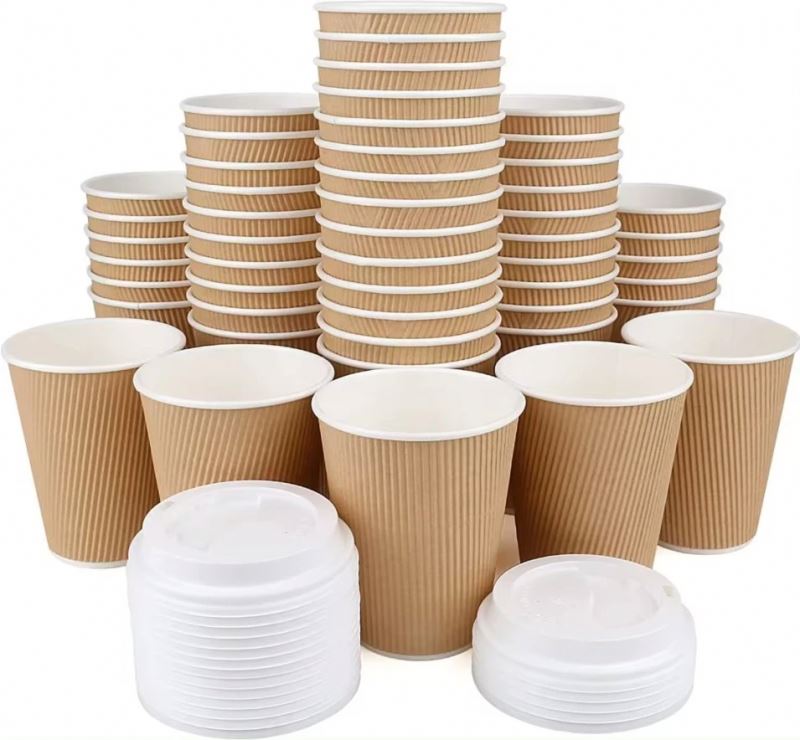 Biodegradable corrugated wallpaper cup Hot coffee cup 8oz 7oz 6oz disposable corrugated paper coffee cup
