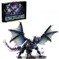 Set de Construcción Hellfire Black Dragon, 1087 Piezas, Articulaciones Móviles, Modelo de Dragón de Fantasía para Adultos