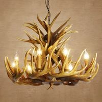 Barres de cuisine en forme de corne de cerf industriel Vintage blanc chaud pendentif résine lampe suspendue chambre Loft rétro traditionnel bois de cerf