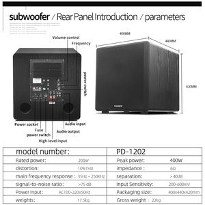 <span class=keywords><strong>Subwoofer</strong></span> attivo da 12 pollici per <span class=keywords><strong>home</strong></span> <span class=keywords><strong>theater</strong></span>, <span class=keywords><strong>subwoofer</strong></span> DJ ad alta potenza per bassi, con amplificatore di classe D per feste 220V - Product Image 6