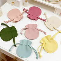 Pochette à bijoux A1 Fantastique en coton tissé corail poussiéreux avec motif tulipe et attache sécurisée pour présentation de bijoux fins