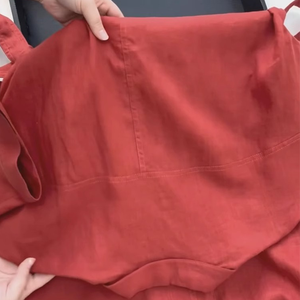 Abito Midi Casual in Lino e Cotone con Collo a <span class=keywords><strong>Polo</strong></span> per Donna, <span class=keywords><strong>Vestito</strong></span> Estivo Naturale in Lino Ecologico e Lavabile - Product Image 4