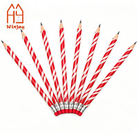 Crayons en bois à rayures rouges et blanches avec gomme, crayons à mine HB, papeterie personnalisée avec logo pour enfants, fournitures scolaires et de bureau