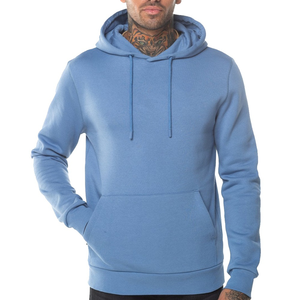 Sweat à capuche pour homme en coton 100% bleu clair, col haut, hiver, avec design de patch, impression de logo personnalisée, marque privée - Product Image 1