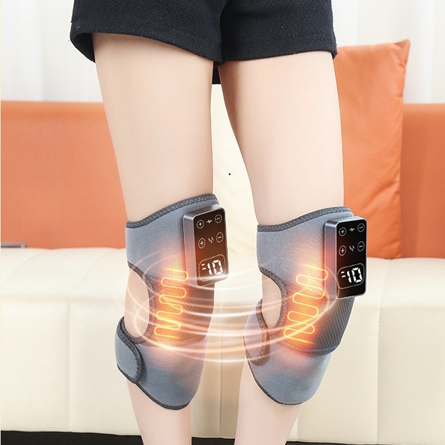 Reduces Muscle Fatigue 3 in 1 Smart Relief Electronic Pulse Heating and Vibrating Knee Massager Hand Strap Massage Device
