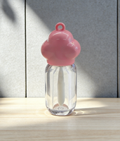 Tube de rouge à lèvres transparent avec capuchon rose brillant en forme de nuage, en plastique, OEM, faible MOQ, logo personnalisé, cosmétique