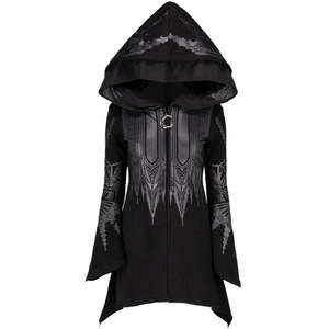 Sudadera con Capucha Negra Oscura Estilo Punk para <span class=keywords><strong>Mujer</strong></span>, Otoño-Invierno, Estampada, <span class=keywords><strong>de</strong></span> Poliéster, para Disfraces <span class=keywords><strong>de</strong></span> TV y Cine - Product Image 5