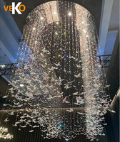 VEKO alibaba – lustre suspendu en cristal avec gouttes de pluie, grand lustre moderne en cristal ovale coloré