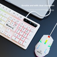 SOREX KM2025 Set Keyboard dan Mouse Gaming Ergonomis Berkabel USB dengan Lampu Penerangan 1800dpi Tahan Air untuk Penggunaan Desktop Gaming Tersedia di Stok