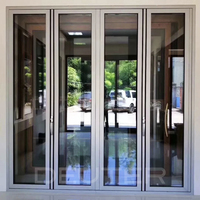 Puertas Plegables de Aluminio Resistentes a Monzones, Puertas de Patio con Rotura de Puente Térmico, Pantalla de Seguridad Impermeable, Puerta de Acordeón para Villa con Sellado EPDM
