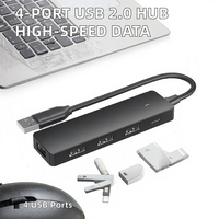 Hub USB de 5 Puertos ABS al por Mayor con 1 Puerto Tipo-C y 4 Puertos USB 2.0, Divisor de Datos de Alta Velocidad para Laptop, PC, Adaptador Extensor de Escritorio