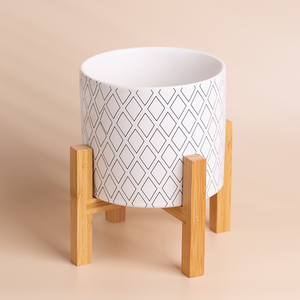 Offre Spéciale Gros <span class=keywords><strong>En</strong></span> Céramique Pot De Fleur Planteur Avec Support <span class=keywords><strong>En</strong></span> <span class=keywords><strong>Bois</strong></span> Pots Fabricants Decal des Pots De Plantes D'intérieur - Product Image 5