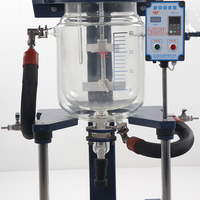 Réacteur en verre à double enveloppe de 50 L, cuve de réaction sous pression, pompe pour distillation à reflux, produits chimiques