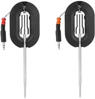 2-Pack tahan air aluminium Aloi Probe Daging Kualitas Makanan kaca kompatibel Digital hipersyntes termometer tampilan aplikasi tidak ada