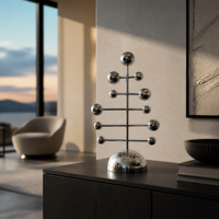 Sculpture décorative minimaliste moderne personnalisable : porte-bougie luxueux en acier inoxydable poli miroir