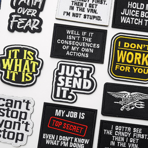 Tactical Embroidered for Velcro Badge Humorous Satire English Patch in Canvas Fabric Lace Decoration DIY Back <strong>Loop</strong> <strong>Hook</strong> Sticker - Product Image 3