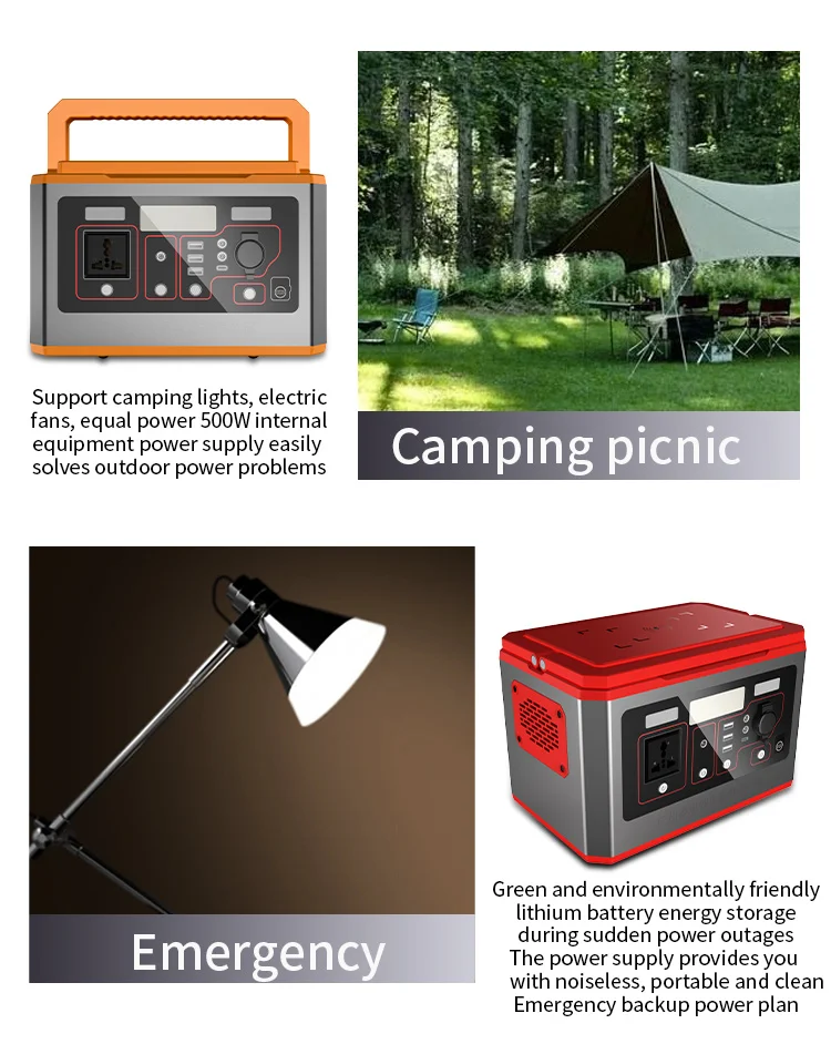 Movable Handle 500W Portable High Capacity Power Station For Camping Food Truck Explorer Phone - Power Station - 19