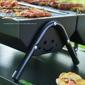 Gril de barbecue en métal pliant extérieur direct d'usine Portable Double face flamme sécurité usage domestique gril de cheminée portable griller la <span class=keywords><strong>viande</strong></span> - Product Image 2