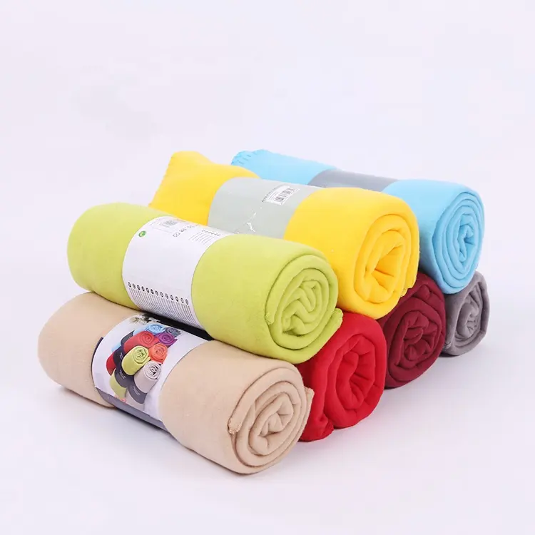 Customized size and logo promotion gift solid roll double face throw cheap polar fleece blanket in roll