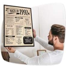 Regalo per il 48° <span class=keywords><strong>Compleanno</strong></span>, Cornice in Legno con Vecchio Giornale del 1976, Vintage Personalizzata, da Appoggiare o Appendere, Illuminata, Rettangolare, per Adulti - Product Image 4