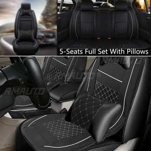 11 pièces Housses de siège auto et coussins de protection en cuir PU pour automobiles, avec coussin lombaire - Product Image 2