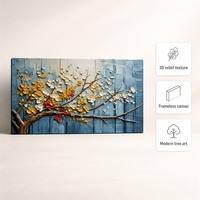 SEQIAO Peinture abstraite de paysage faite à la main avec feuille d'or, arbre sur toile huilée encadrée 40x60cm, décoration murale intérieure, cadeau