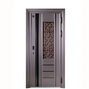 China Supplier Main Entrance Metal Solid Iron Single Door Wrought Iron Front Softly Opening Entrance Doors