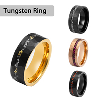 Bague en carbure de tungstène martelé et facetté Tizti pour homme, incrustation or noir et copeaux de titane, bague de fiançailles ou de promesse pour homme