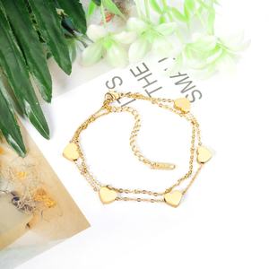 Pulseras de Corazón de Acero Inoxidable Chapadas en Oro de Moda para Mujer - Product Image 3