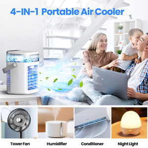 Ventilador Enfriador Superior de 400 ml, 2 en <span class=keywords><strong>1</strong></span>, Humidificador y Ventilador de Aire, 3 Velocidades, Temporizador de 2/4 Horas, con Luces de 7 Colores - Product Image 5
