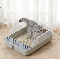 Bac à litière pour chat semi-fermé, grand format, anti-éclaboussures, pour l'exportation, fournitures pour animaux de compagnie personnalisées