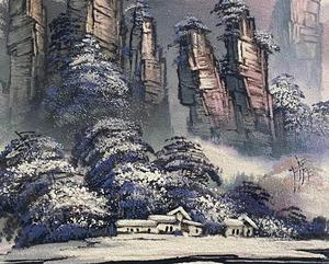 Hecho a mano Original Zhangjiajie <span class=keywords><strong>Avatar</strong></span> invierno río <span class=keywords><strong>paisaje</strong></span> arenisca pintura nevado pared arte lienzo decoración del hogar ornamento ilustraciones - Product Image 2
