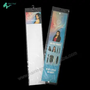 Custom Logo Clear Plastic Packaging Hair Extension Package Bags for Braiding Hair Bundles with custom paper card and hange