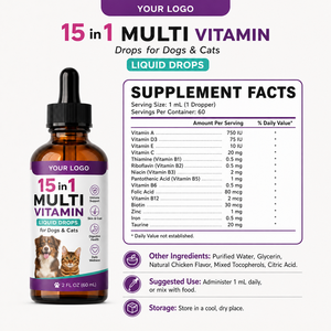 OEM/ODM Gotas Multivitamínicas 15 en 1 para Perros y Gatos, Suplemento Nutricional Complejo ABCD para Mascotas - Product Image 2