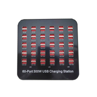Pengisi Daya USB Desktop Tablet Ponsel 60 Port 300W Stasiun Pengisian Cepat Deteksi Cerdas Hub USB PD Listrik Ponsel Tahan Api