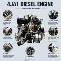 Moteur de véhicule ISU 4JA1 turbocompressé à refroidissement intermédiaire et démarrage électrique pour pick-up, véhicule logistique et flotte de service