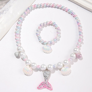 <span class=keywords><strong>Disfraz</strong></span> de Princesa <span class=keywords><strong>Sirena</strong></span> para Niñas, <span class=keywords><strong>Accesorios</strong></span> de <span class=keywords><strong>Disfraz</strong></span> de Halloween, Juego de Collar, Pendientes y Anillo de Poliéster - Product Image 4
