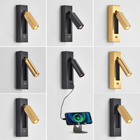 Lampe murale LED créative Win-Win pour chambre d'hôtel, style américain, applique de chevet pour chambre à coucher avec port de charge USB