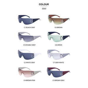 Gafas de sol retro sin montura para mujer, lentes de PC UV400, antideslumbrantes, clase 2, origen Taizhou HRH-3560 - Product Image 2