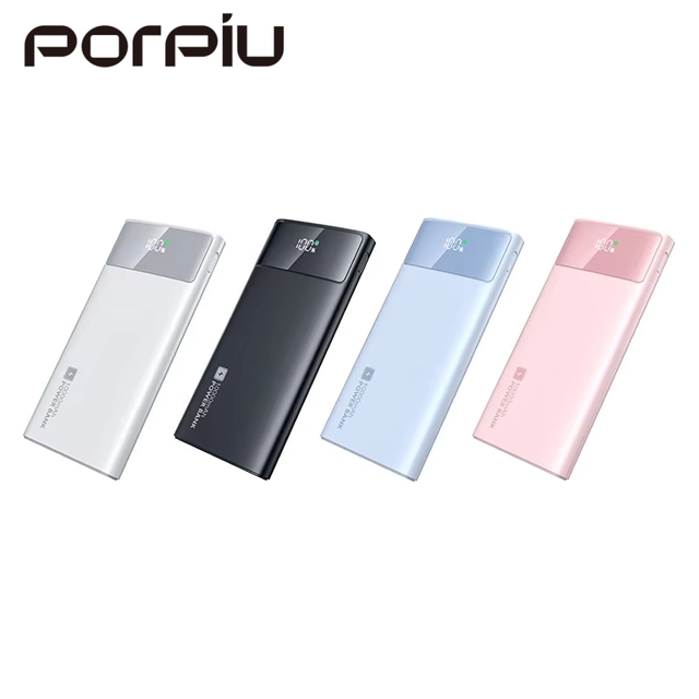 PORPIU Wholesale 3 1 Fast Charging 10000mAh Power Bank Cable Portable Phone Charger Power Station Led Display Waterproof Ultra