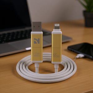 สายชาร์จ NCC 4-in-1 รุ่น XC-0303 65W 1.2 เมตร USB A + USB-C USB-C + สำหรับ Lightning สายถักอะลูมิเนียม ชาร์จเร็ว สีทอง - Product Image 3