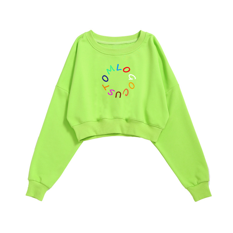 High quality cotton fleece high street girls sweater custom printing logo pullover women's crop top sweatshirts